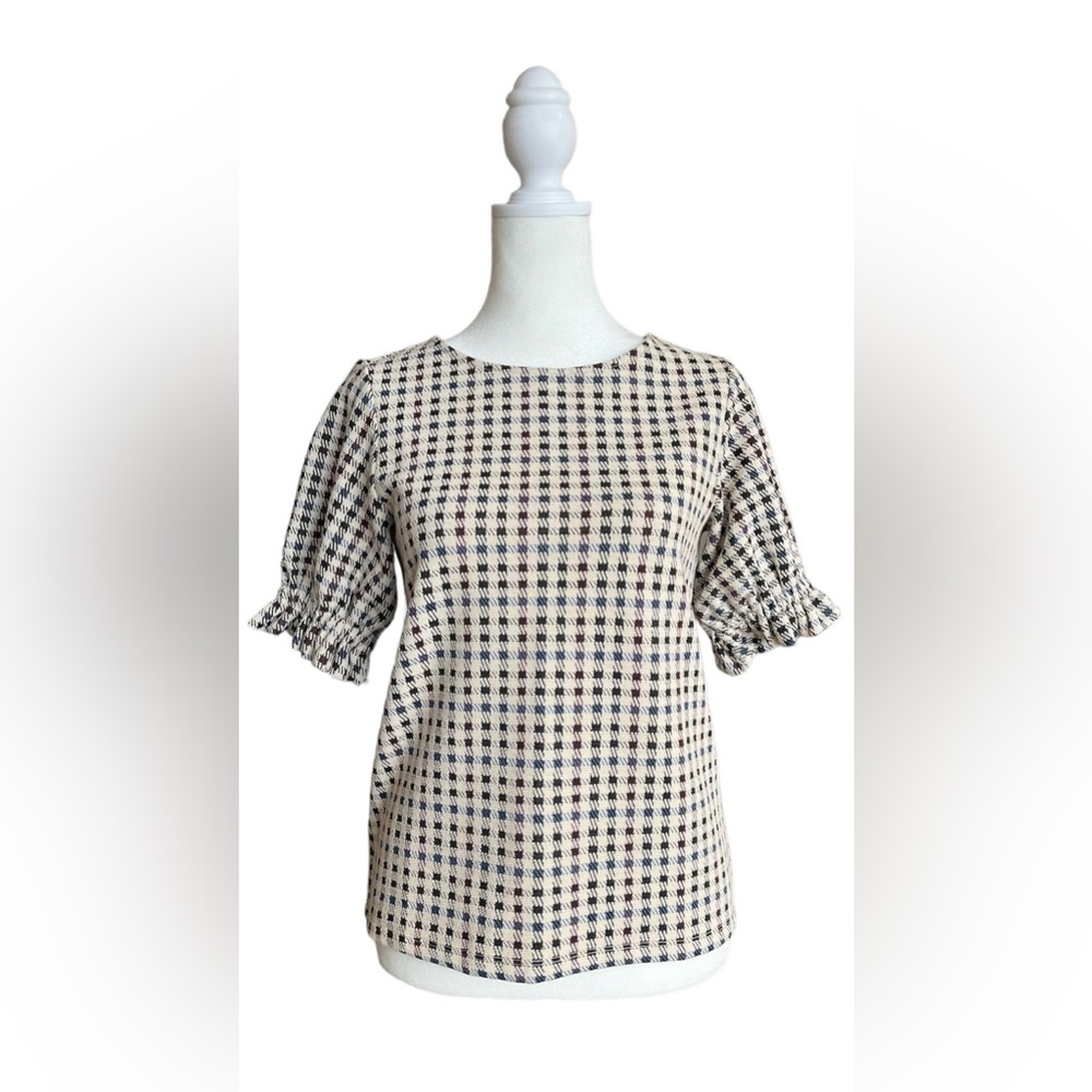 Ann Taylor Plaid Short Sleeve Top Size XSP